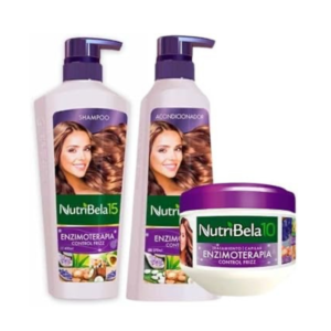 Nutribela 10 Enzimoterapia (paquete de 3) Nutribela Champú Enzimoterapia 13.5 fl oz + Nutribela Acondicionador 13.5 fl oz + Nutribela Tratamiento 300mL, nutribela 15 Champú y acondicionador