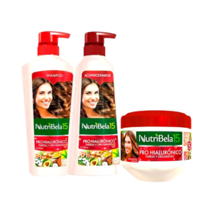 NutriBela 15 Pro Hyaluronic Hair Care Set – Champú 13.5 fl oz + Acondicionador 12.5 fl oz + Tratamiento 10.1 fl oz (Paquete de 3)