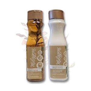 Milagros Champú y Acondicionador Herbal - Romero, Jengibre y Arroz 100% natural | Combate la caída del cabello y promueve su crecimiento.
