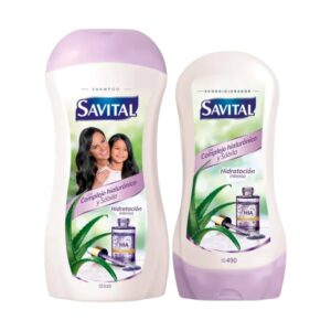 Savital - Juego de champú y acondicionador con complejo hialurónico y aloe, dúo hidratante para el cuidado diario del cabello para un cabello suave y liso